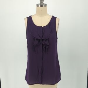 Kenneth Cole Ruffle Blouse Purple S Business casual preppy office work bohemian